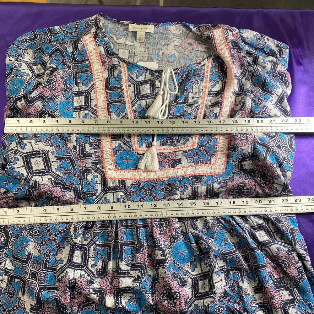 NWT📌 Vintage America Crochet Trim Peasant Top - Picture 10 of 15